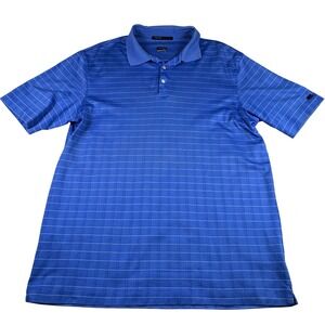 Nike Tiger Woods Collection Golf Polo Shirt Mens Large Blue‎ Striped